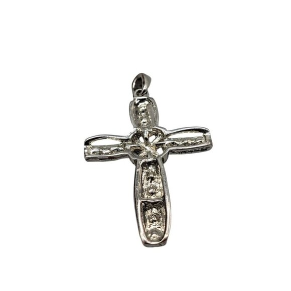 Aurora Borealis Cross Pendant Silver Tone Lots of Sparkle & Color - Picture 4 of 12